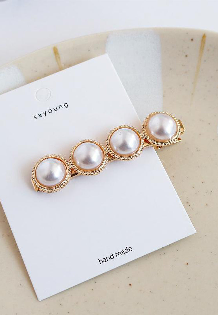DT062E Style Pearl Statement Hair Accessories White - Main Image